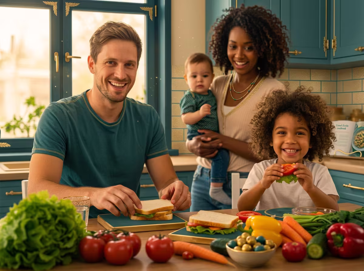 Family sharing a meal together at home