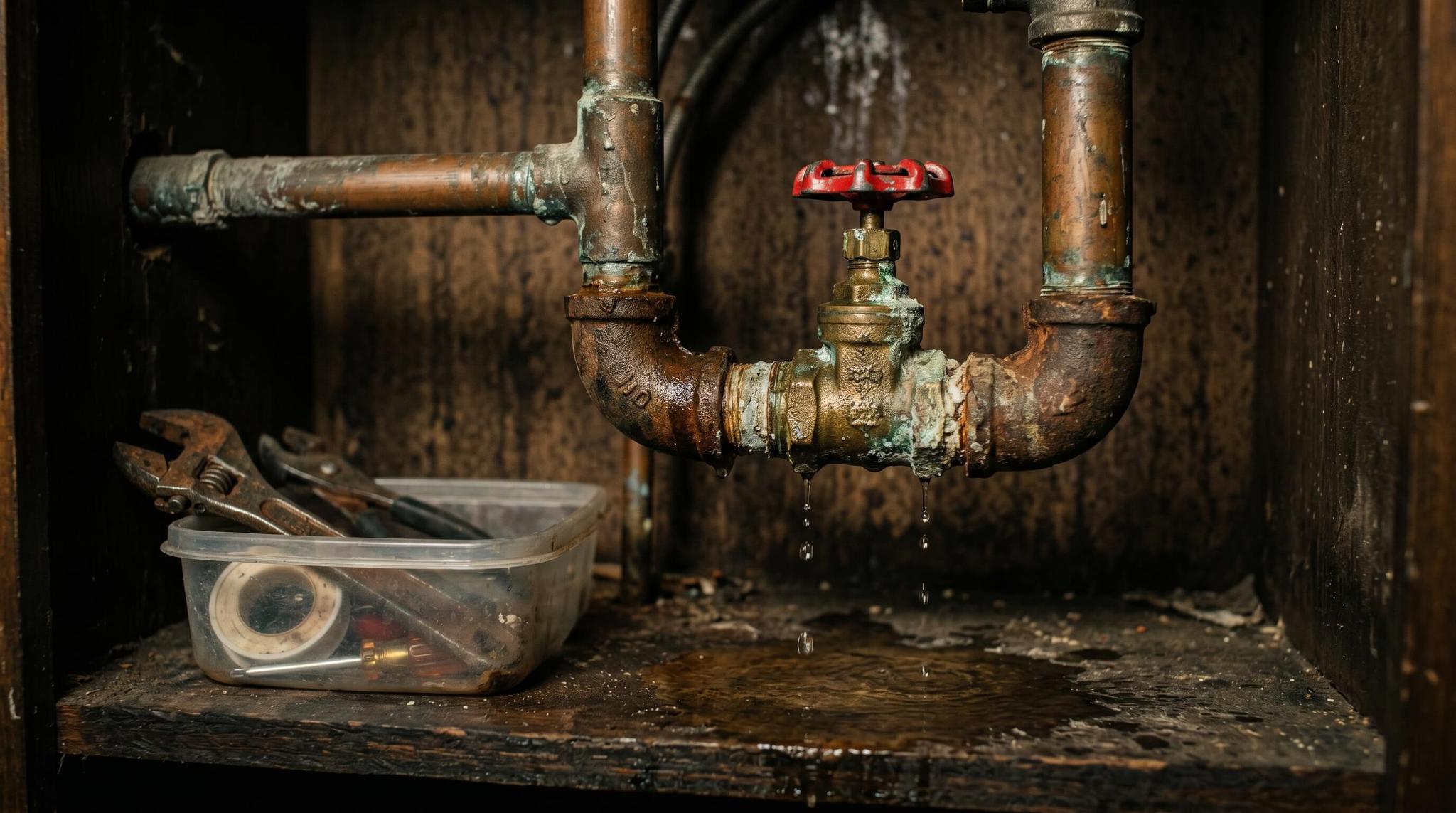 Damaged pipes requiring urgent repair