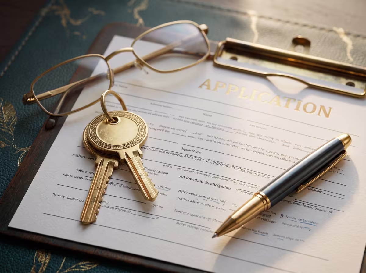 Approval document with keys and a pen