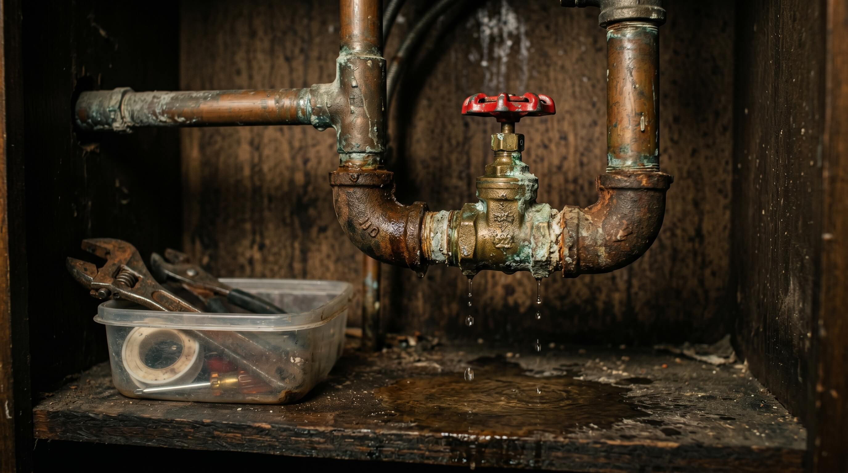 Damaged pipes requiring urgent repair